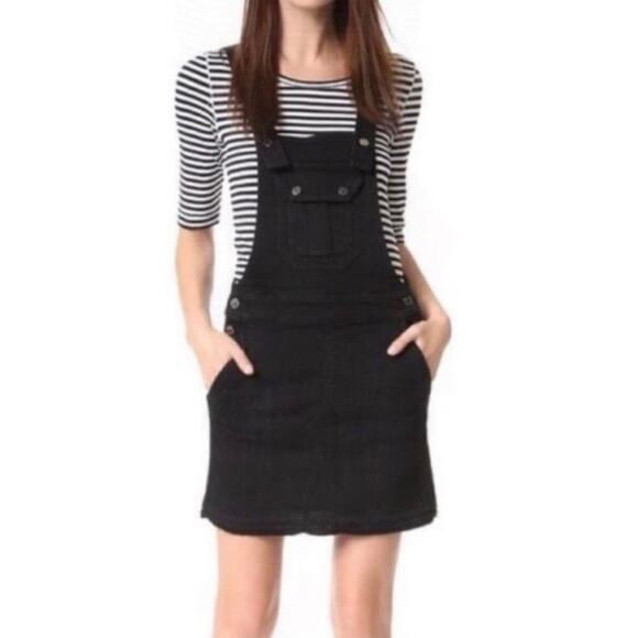 7 For All Mankind Women's Overall Dress in Black Sands Twill size 2 - Picture 10 of 11